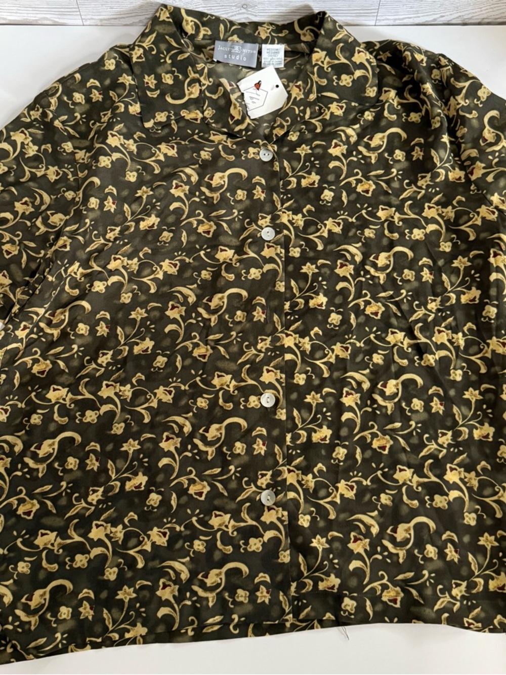 Vintage Silk 100% Woman’s Med Short Sleeve Button Down Blouse Jaclyn Smith 10/12